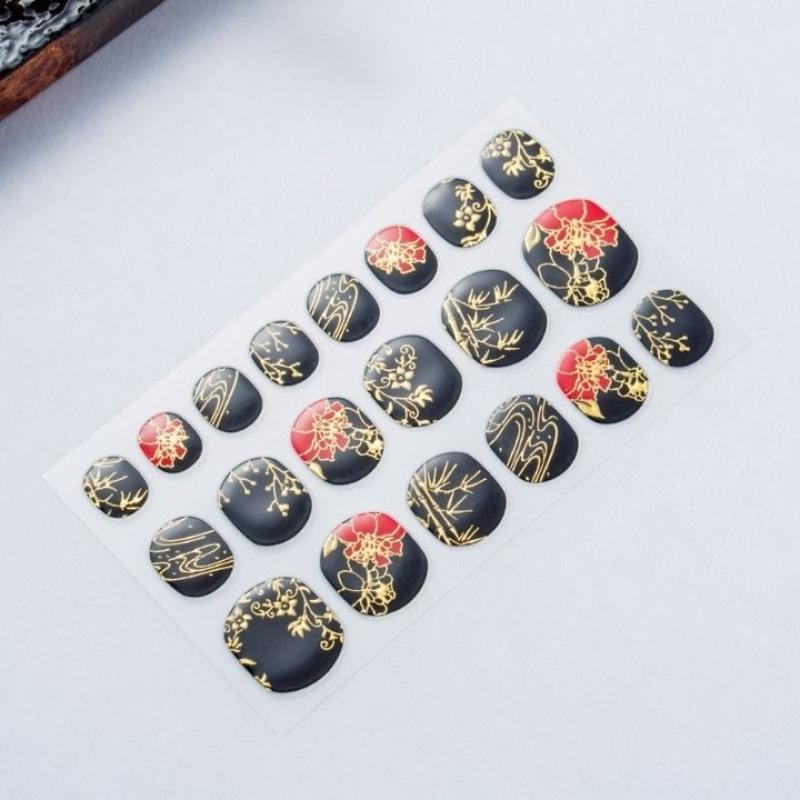 和風ネイルシール　Nail Sticker 匠・漆黒牡丹(ショート)(LUNAKAさん)のメインイメージ