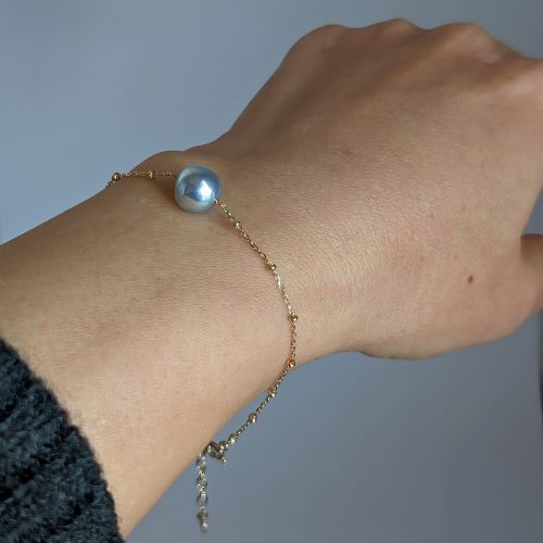 K10YGあこや真珠ブレスレット　ブルー系　母の日におすすめ☆(PRAY-akoyapearl-さん)のメインイメージ