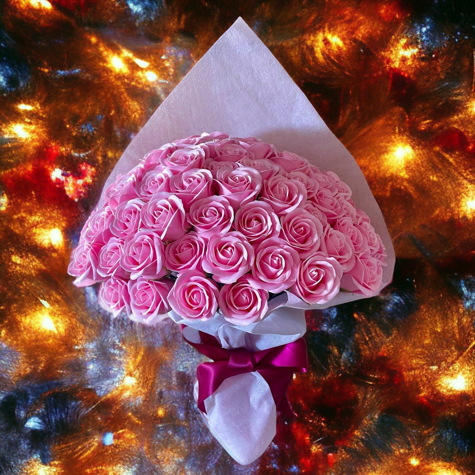 ピーチピンク　M(70本)　サヴォンローズ　ばらの花束　母の日におすすめ☆(ROSE＆SKY（ローズアンドスカイ）さん)のメインイメージ