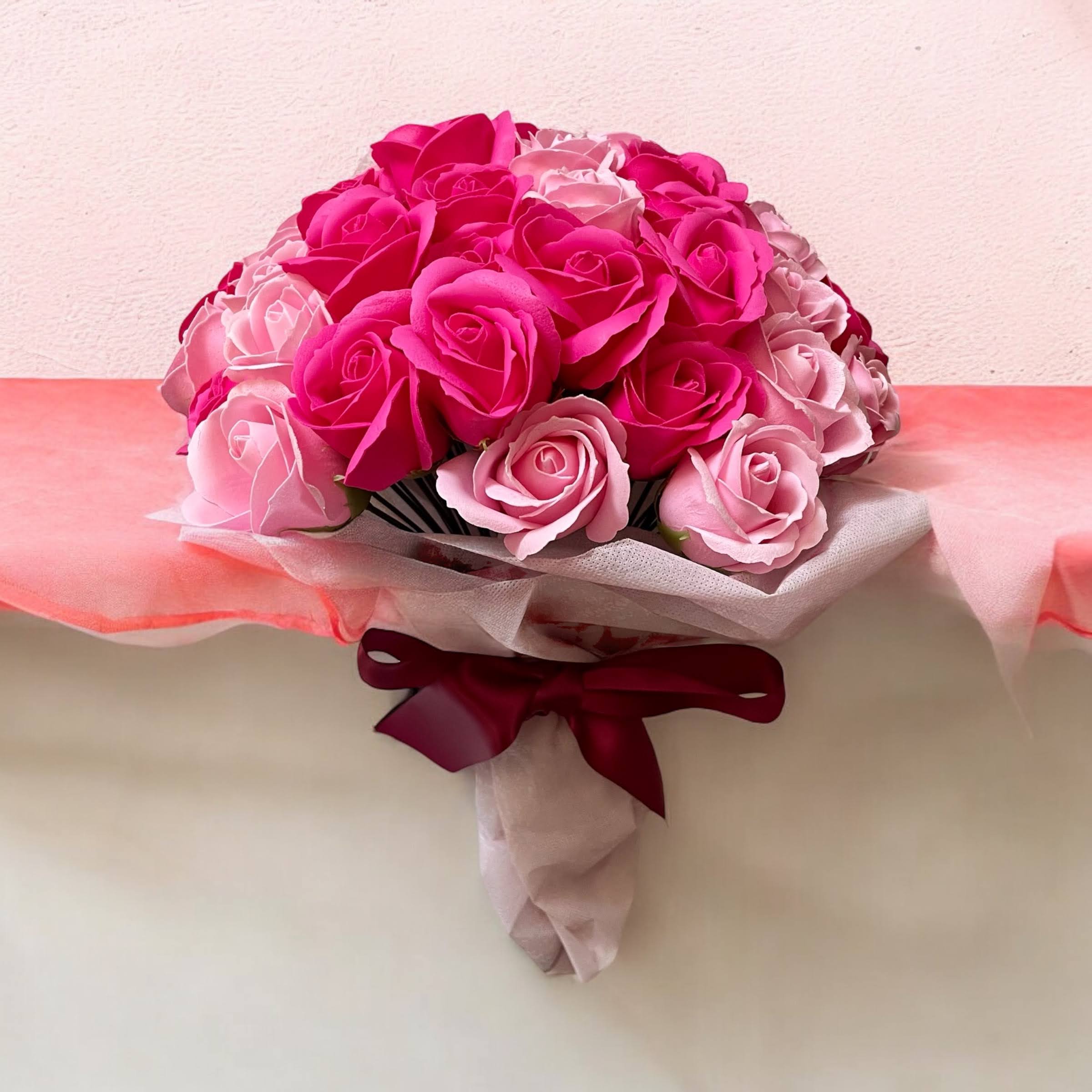 ダブルピンク　S(50本)　サヴォンローズ　ばらの花束　おしゃれ 雑貨　母の日におすすめ☆(ROSE＆SKY（ローズアンドスカイ）さん)のメインイメージ