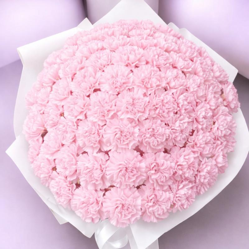 【期間限定】カーネーションブーケ　ピーチピンク　S(50本)　母の日 ギフト　母の日におすすめ☆(ROSE＆SKY（ローズアンドスカイ）さん)のメインイメージ