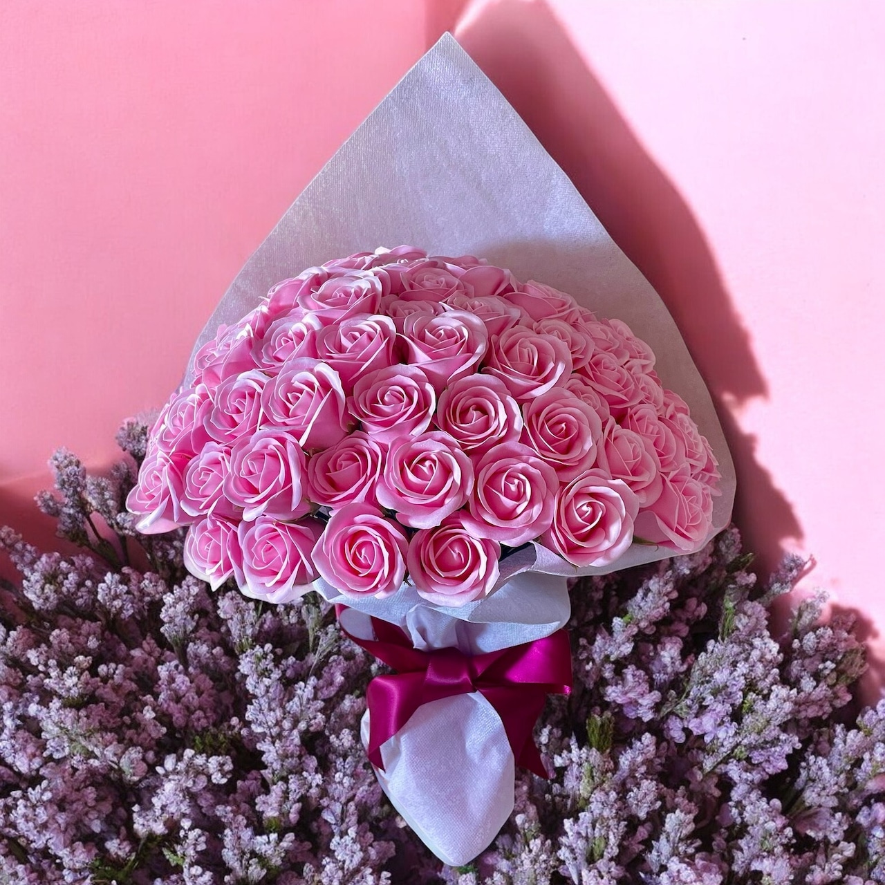 ピーチピンク　M(70本)　サヴォンローズ　ばらの花束　母の日におすすめ☆(ROSE＆SKY（ローズアンドスカイ）さん)のメインイメージ